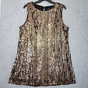 Torrid Sequin Shift Dress Womens 2 Rose Gold Black Sleeveless Party Glam Holiday